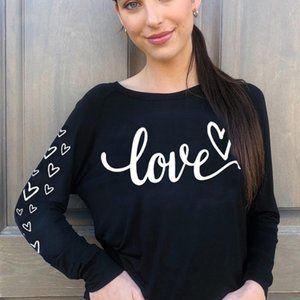 Comfy Long Sleeve Black Love Tee